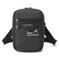 Sac bandoulière minimaliste en nylon gris foncé avec sangle réglable et logo en métal - Gris