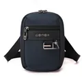 Sac bandoulière compact en nylon bleu marine pour homme avec boucle en métal argenté - Bleu foncé