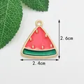 Pendentif pastèque en alliage pour bijoux DIY, dimensions 2,4 cm par 2,6 cm - Pastèque Rouge