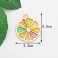 Pendentif tranche de fruit en alliage avec bord doré et anneau pour bijoux DIY - Citron coloré