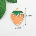 Pendentif fraise en émail orange et vert avec métal doré, taille 2.7x2.2cm - Fraise Rose