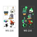 Luminous Halloween temporary tattoos for kids with glowing ghost and pumpkin designs - Ghost and Tombstone Style (WS-216)
