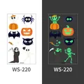 Luminous Halloween kids tattoos with pumpkin and skeleton motifs glow in dark - Pumpkin and Reaper Style (WS-220)