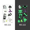 Luminous Halloween cartoon tattoo stickers with pumpkin and skull for kids, model WS-222 - Tombstone and Black Cat Style (WS-222)