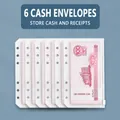 Set of 6 A6 PVC clear zipper pockets for cash envelopes and 6-hole budget binders - Transparent Zipper Storage Bag / A6