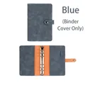 Blue A6 faux leather binder cover with orange lining and 6-hole metal ring binder - A6 / Blue
