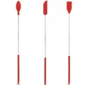 Red 3-piece mini silicone scraper set with extendable stainless steel handles for kitchen - Spoon+Spatula+Brush Set / Pink