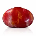 Elegante pochette da sera in acrilico marmorizzato rosso con venature dorate e riflessi - Rosso