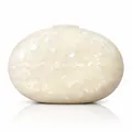 Elegante pochette da sera in acrilico bianco con trama in marmo madreperla per feste - Bianco latte