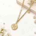 Detail of gold-plated titanium necklace featuring a cute pony pendant and currency charms - Lucky Koi & Pony Style (2392 Gold) / Chain length approx. 56cm / Gold