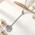 Detail of silver Y-shaped necklace with smiley face charm and engraved Loves pendant - Smiley Face Loves Tag Style (2393 Steel Color) / Steel