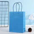 Sac cadeau en papier kraft bleu clair avec poignées en corde pour les achats - Bleu Royal ; Format Mini A Dimensions Verticales - 12*6*16 Cm (hauteur)
