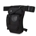 Black waterproof nylon multi-pocket tactical drop leg bag with adjustable straps for hiking - Black