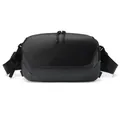Waterproof black crossbody chest bag with magnetic buckle and durable mesh fabric - Gray