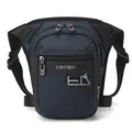 Men's tactical drop leg bag in dark blue nylon with multiple zipper pockets - Dark Blue