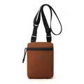 Brown lightweight crossbody bag with ripstop texture and adjustable black strap - Terracotta Brown