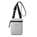 Minimalist light grey crossbody sports bag with adjustable strap and logo detail - Moonlight White