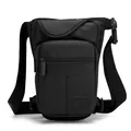 Waterproof tactical drop leg bag in black nylon with adjustable waist and thigh straps - Black
