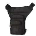 Black tactical leg bag in durable nylon with multi-layer zipper pockets for outdoor cycling - Black
