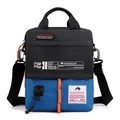 Men's crossbody bag in black and blue waterproof nylon with orange accents - Sky Blue