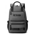 Deep grey commuter backpack with multi-compartment design and side mesh pocket - Gray