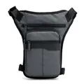 Outdoor cycling drop leg bag in dark gray waterproof fabric with adjustable straps - Gray