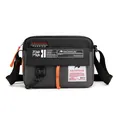 Sac bandoulière HAOSHUAI en nylon imperméable noir et gris avec détails orange contrastés - Gris