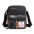 Men's sports crossbody bag in dark grey high density nylon with orange accents - Gray