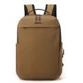 Brown business laptop backpack with breathable mesh straps and front zipper pocket - Khaki