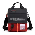 Men's crossbody bag in red and black high density nylon with fashion buckle straps - Brick Red