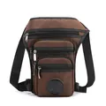 Tactical waist leg bag in dark brown waterproof nylon for outdoor hiking and cycling - Brown