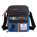 Blue and black men's crossbody bag with orange zipper accents in waterproof nylon - Sky Blue