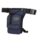 Dark blue nylon tactical drop leg bag with adjustable straps and secure buckle closure - Blue