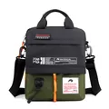 Waterproof nylon crossbody bag in black and olive green with orange zipper accents - Army Green