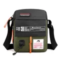 Army green nylon crossbody bag with black flap and orange zipper details for men - Army Green