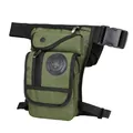 Army green tactical nylon leg bag with adjustable straps and star patch detail - Army Green