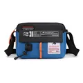 Sac bandoulière de sport en nylon bleu et noir imperméable avec cordon orange - Bleu clair