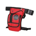 Tactical style multifunctional nylon leg bag in bright red with adjustable straps - Red