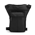 Tactical black outdoor cycling leg bag with adjustable straps and multi-pocket design - Black