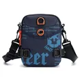 Dark blue tactical messenger bag with stylish alphabet prints and adjustable strap - Dark Blue