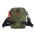 Men's army green outdoor shoulder bag made of waterproof nylon with earphone port - Army Green