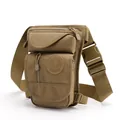 Tan nylon tactical leg bag with multi-pocket design and adjustable buckle straps - Tan