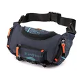 Waterproof outdoor waist bag in navy blue and orange with adjustable buckle strap - Dark Blue