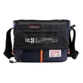 Bolso bandolera para hombre en nylon azul marino con detalles de cinta naranja - Azul marino