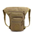 Waterproof khaki Oxford cloth tactical drop leg bag for outdoor cycling and hiking - Tan
