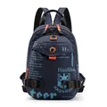 Wasserfeste dunkelblaue Nylon-Schultertasche mit orangen Reißverschlüssen und Trägern - Dunkelblau