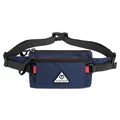 Slim navy blue Oxford fabric waist bag with adjustable strap and multiple zip pockets - Dark Blue