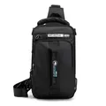 Men's black nylon chest bag with USB charging port and adjustable shoulder strap - Black