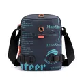 Waterproof dark gray crossbody bag for men with blue letters and orange zipper - Dark Blue