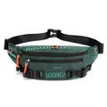 Outdoor sports waist bag in dark green waterproof fabric with orange zipper details - Dark Green